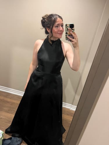 Customer photo review of Noelle Black Gown by ML Monique Lhuillier - RENTAL