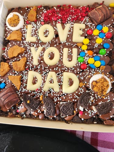 Customer photo review of Custom message loaded brownie