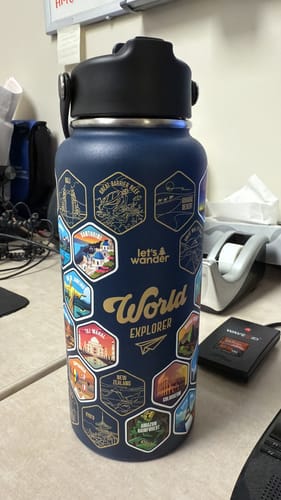 Customer photo review of World Explorer Bottle + Stickers