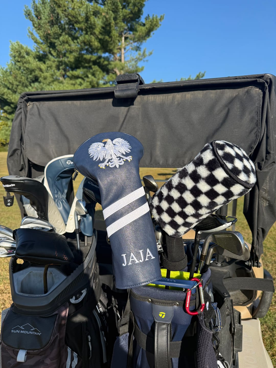 Customer photo review of Personalized White Stripes Wood Head Cover With Your Logo And Name