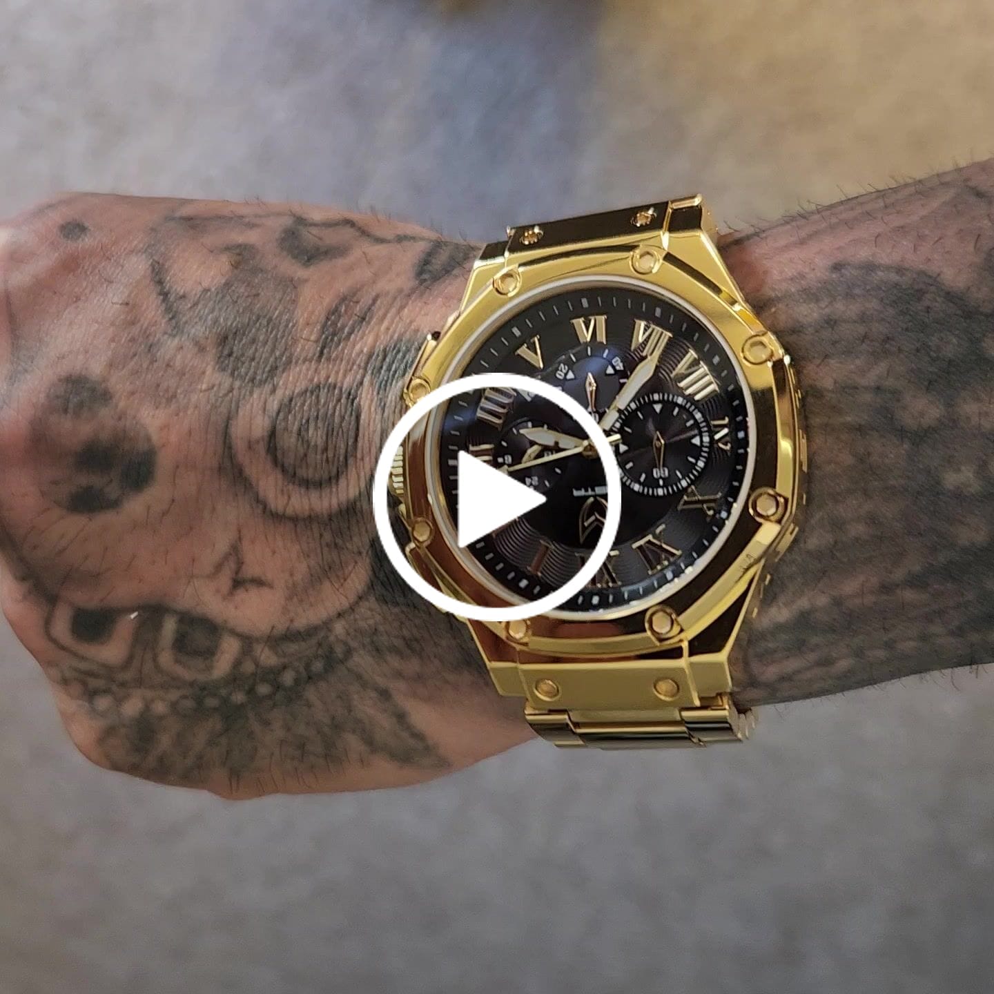 Customer video review of AM1001SS - AMBASSADOR POLISHED 18K GOLD / BLACK / SS BAND