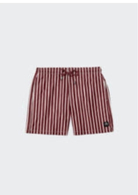 Customer photo review of RED WINE STRIPED SWIM SHORT