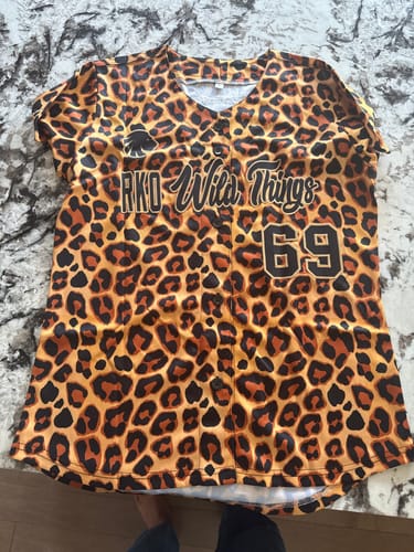 Customer photo review of Custom Black-Old Gold Leopard Graffiti Pattern Authentic Baseball Jersey