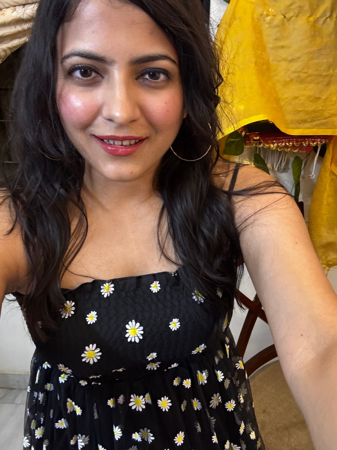Customer photo review of Rabia Printed Summer Midi Dress In Black