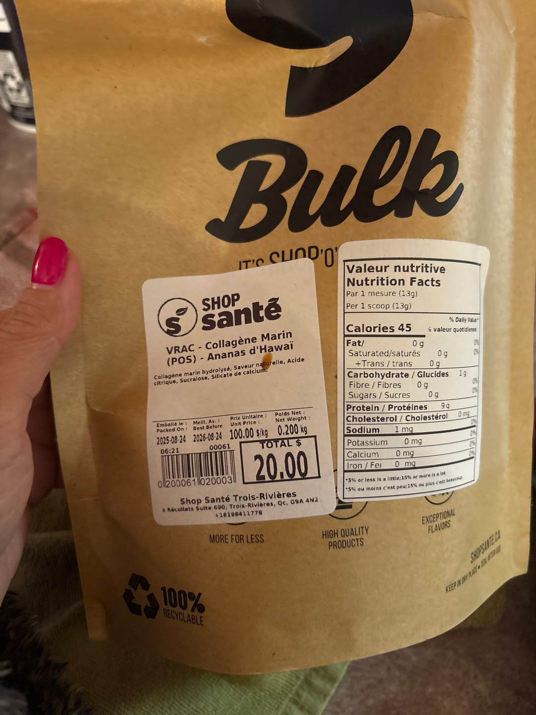 Customer photo review of VRAC - Collagène Marin (100g)