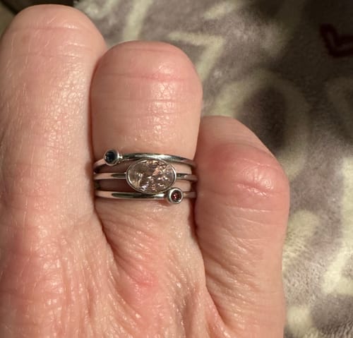 Customer photo review of Mama's Stacking Birthstone Adjustable Ring