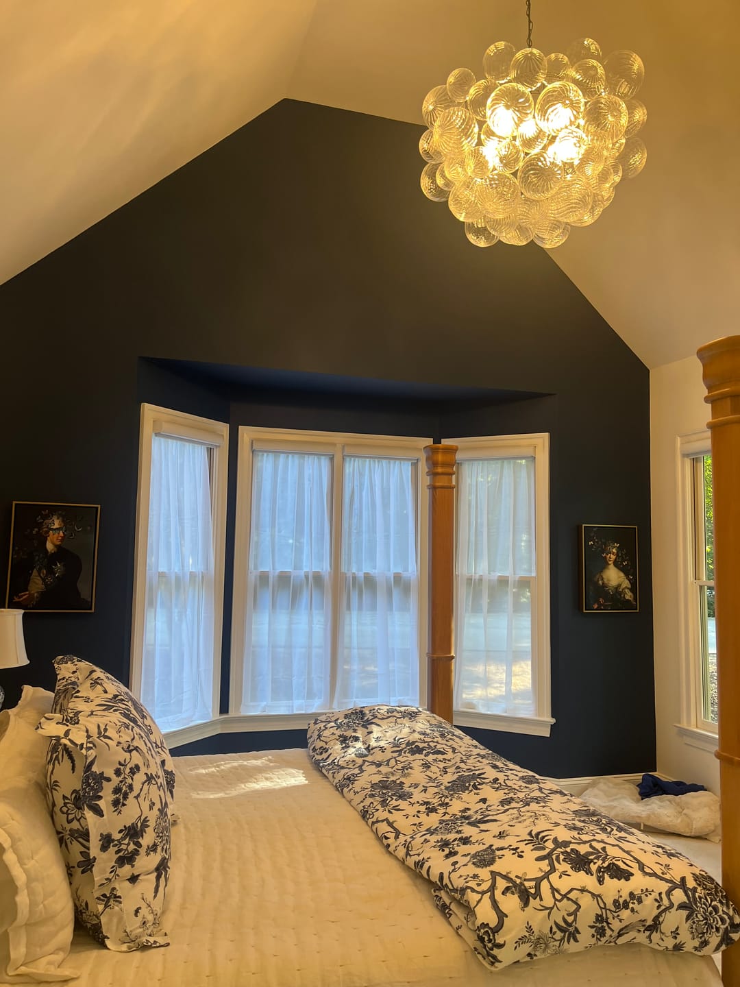 Customer photo review of Brass Cluster Ribbed Glass Globe Bubble Chandelier