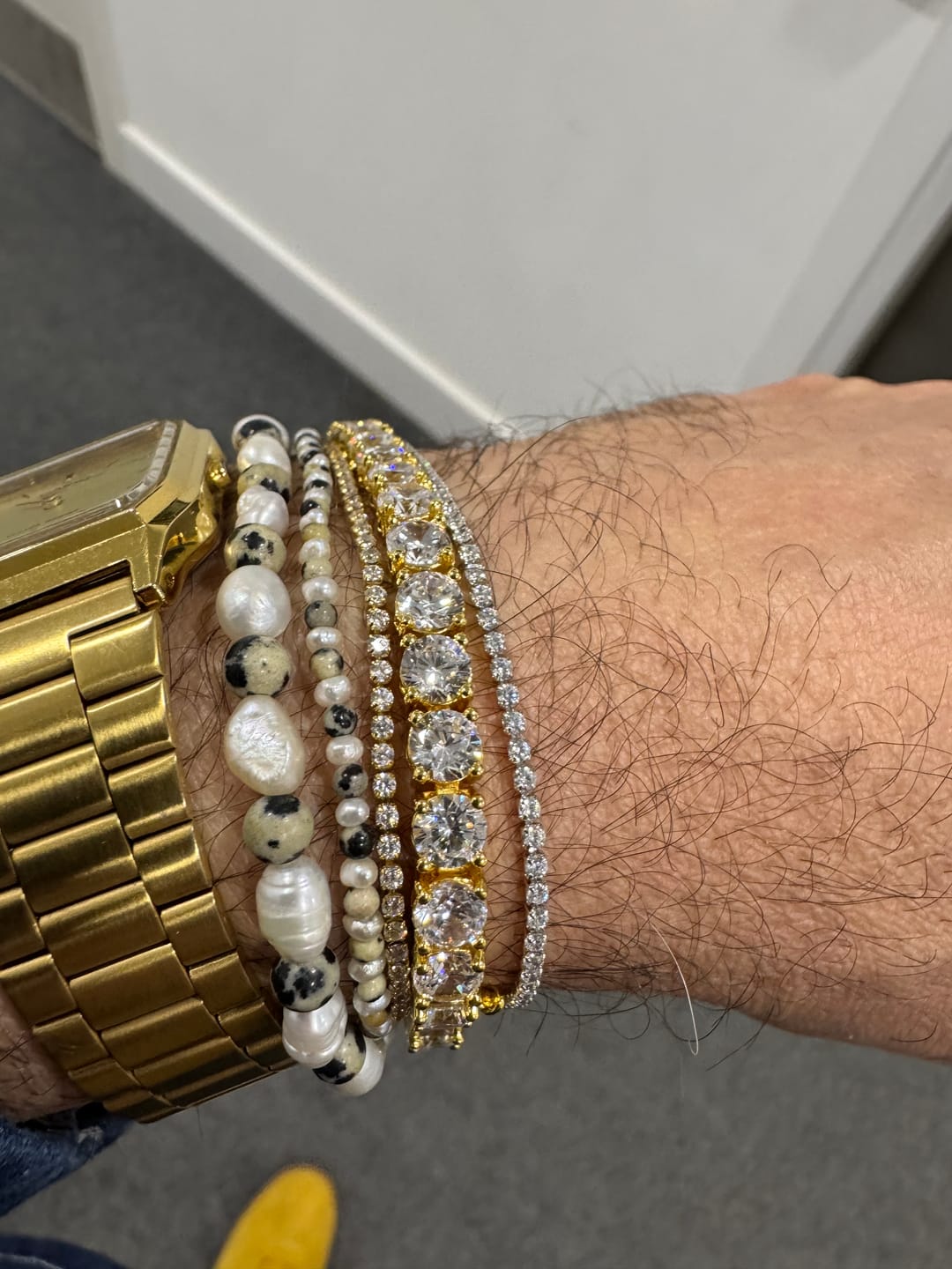 Customer photo review of 3mm WHITE & GREEN TENNIS CHAIN - WHITE GOLD