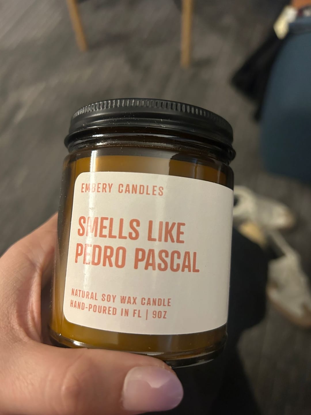 Customer photo review of Smells Like Pedro Pascal | Soy Wax Scented Candle
