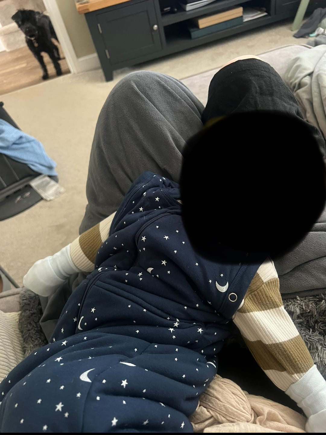 Customer photo review of sleeping bag blue moon and stars | 3-12 Months | 2.5 Tog