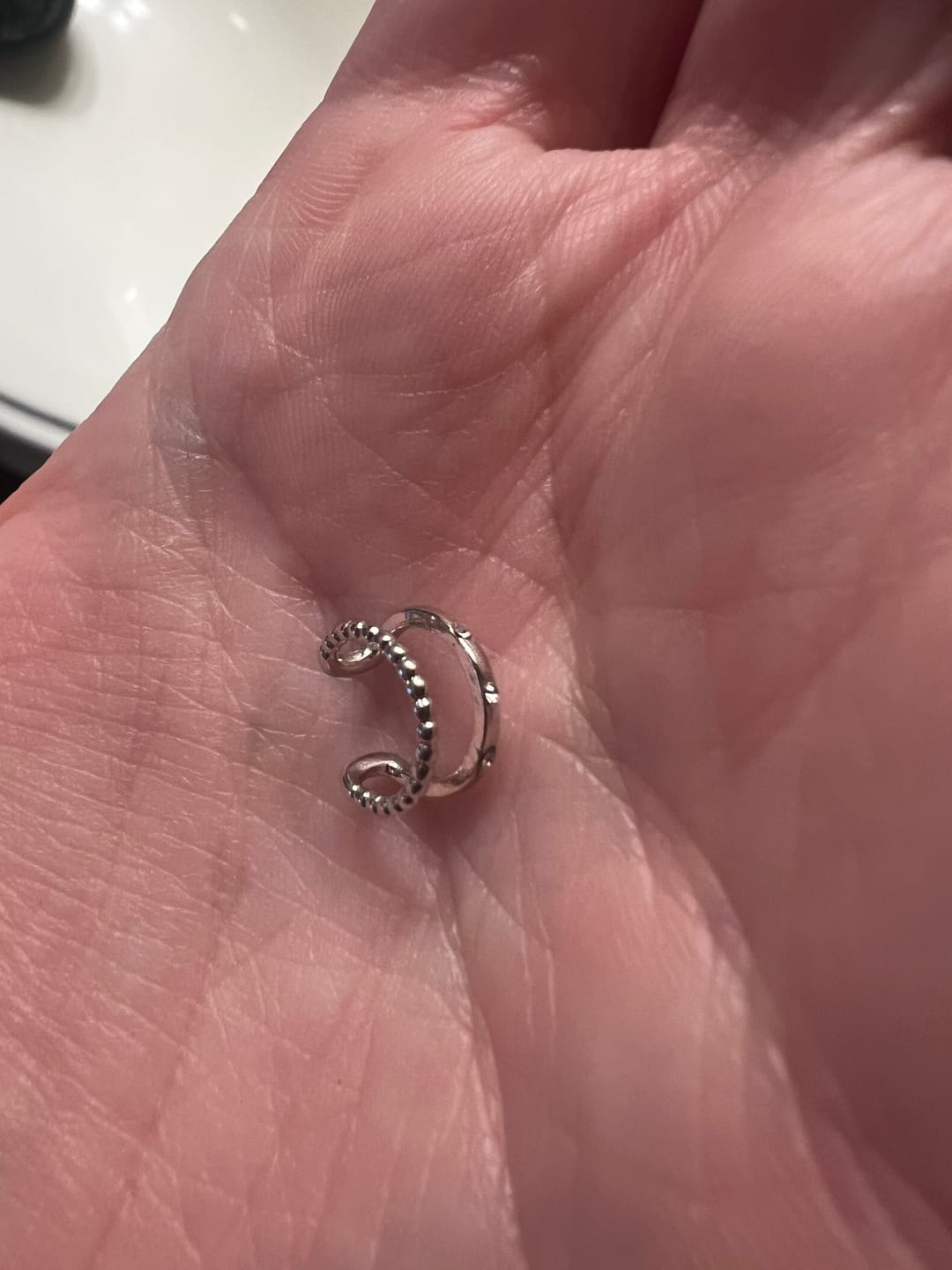 Customer photo review of Sasha 18k White Gold Plated 10mm Hoop Ear Cuff with Swarovski Crystals