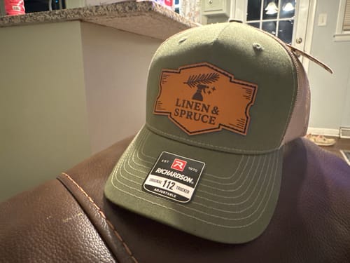 Customer photo review of Richardson 112 Genuine Leather Patch Hats Laser Engraved