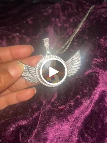Customer video review of Diamond Studded Angel Wing Photo Necklace