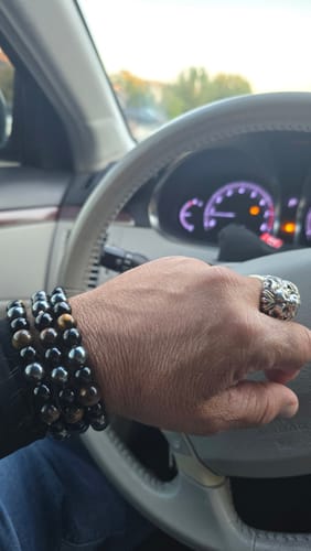 Customer photo review of Triple Protection Tiger Eye Crystal Hematite Black Obsidian Onyx Stone Bead Bracelet