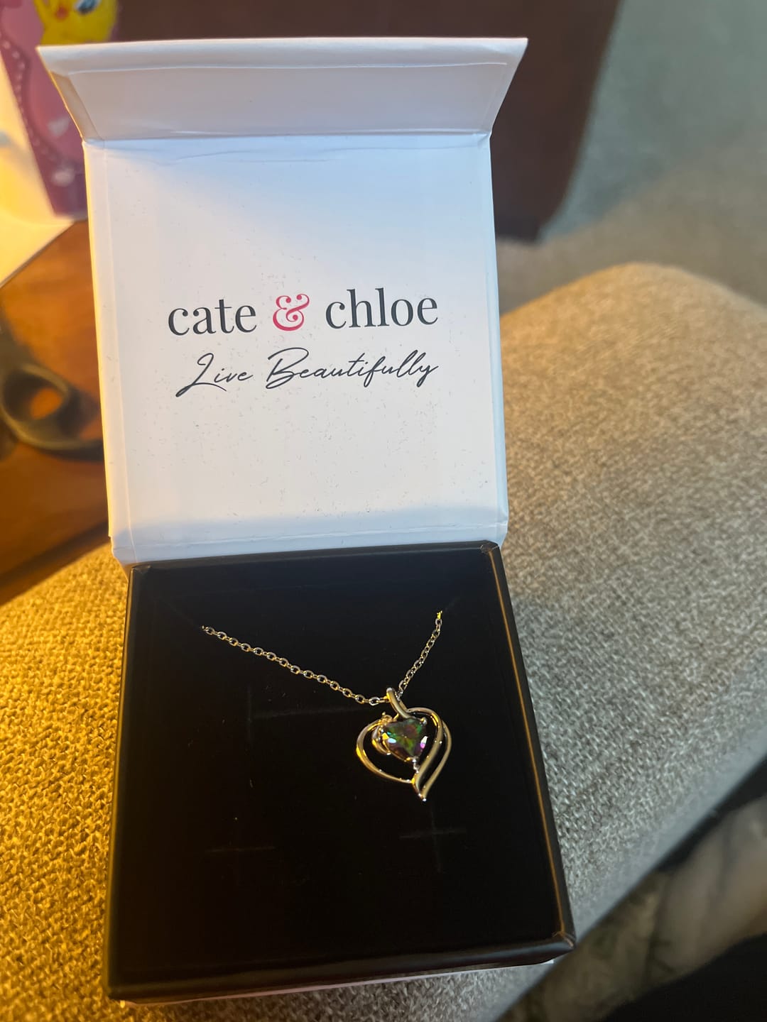 Customer photo review of Regina 18k White Gold Plated Blue Heart Necklace with Swarovski Crystals