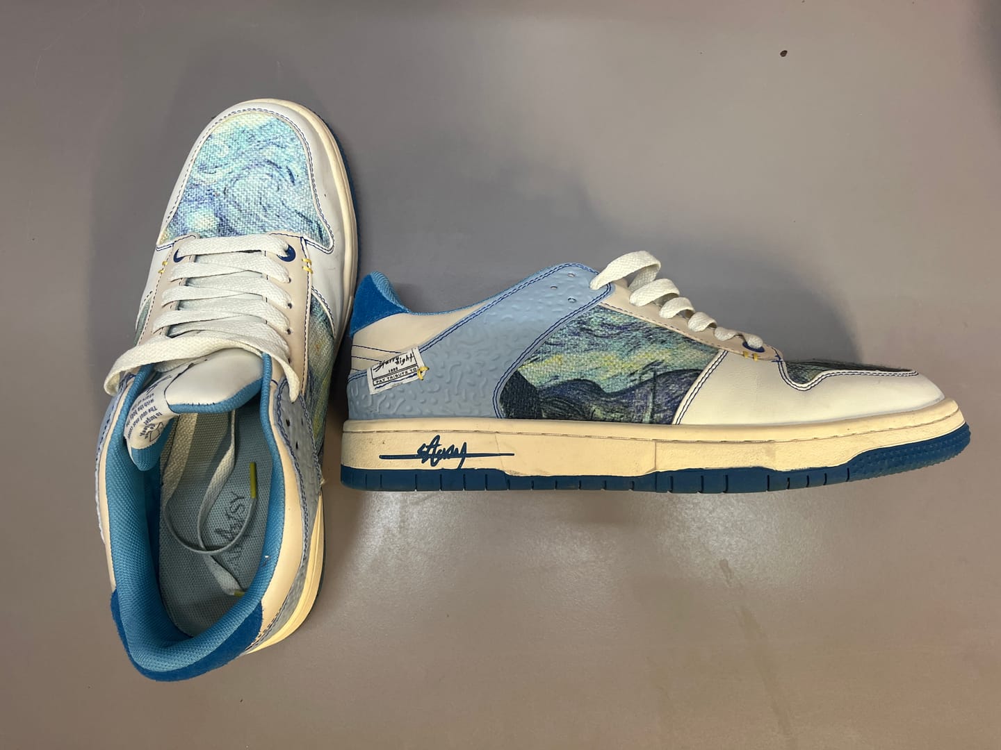 Customer photo review of Van Gogh Starry Night inspired sneakers