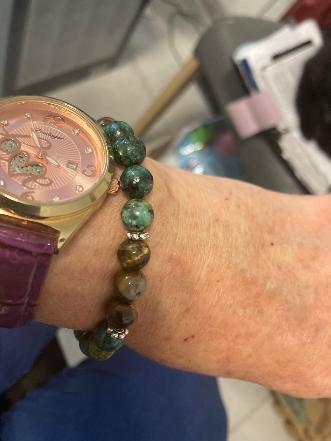 Customer photo review of KRAFT & BALANCE – Tigerauge & Afrikanischer Türkis Armband