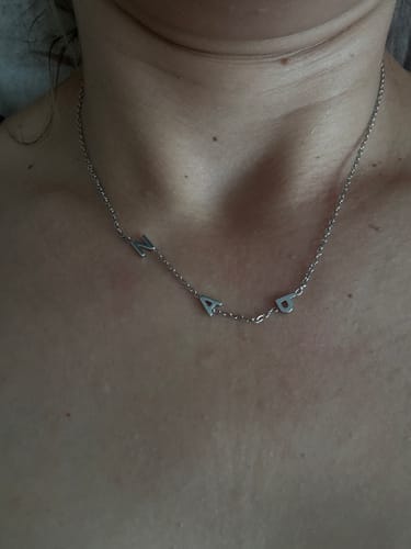 Customer photo review of Custom Sideways Initial Necklace