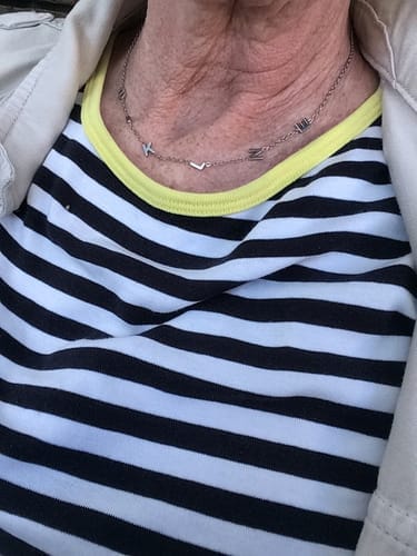Customer photo review of Custom Sideways Initial Necklace