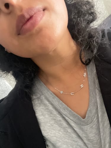 Customer photo review of Custom Sideways Initial Necklace