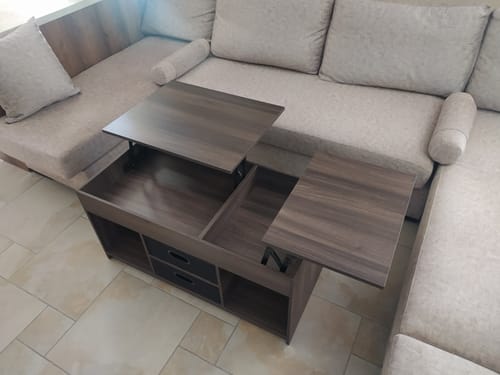 Customer photo review of Τραπεζάκι Σαλονιού Με Ρυθμιζόμενο Ύψος Βοηθητικό Τραπέζι Καθιστικού Καναπέ Διάφορα Χρώματα LC-T210W01