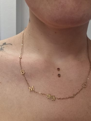 Customer photo review of Custom Sideways Initial Necklace