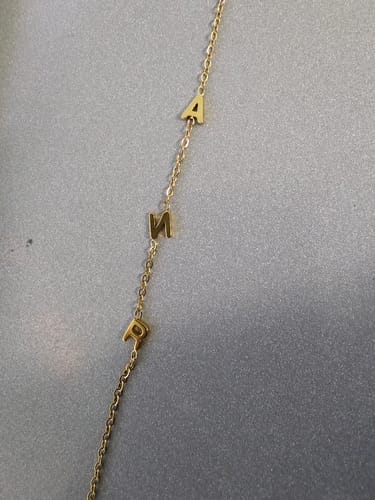 Customer photo review of Custom Sideways Initial Necklace