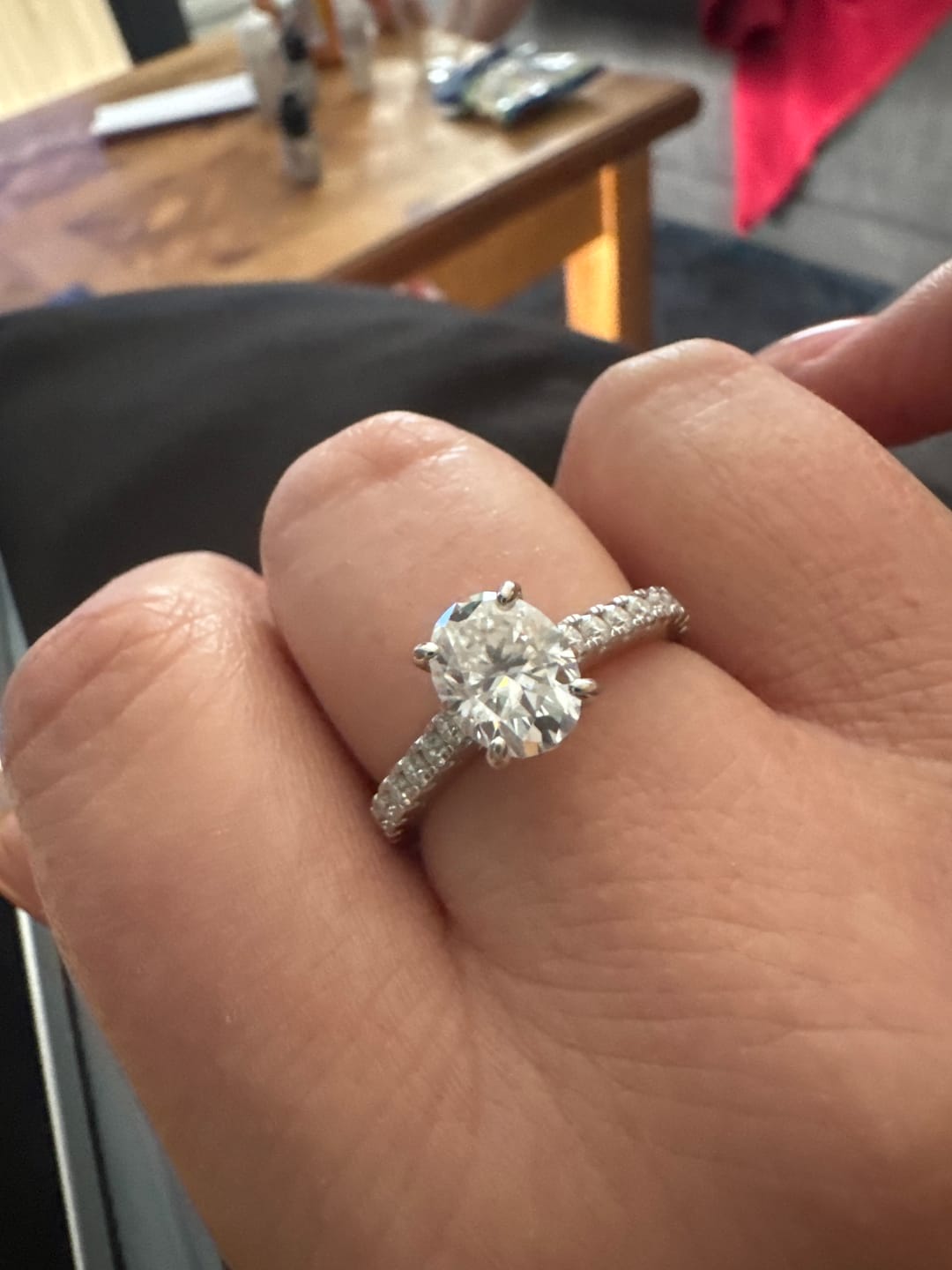Customer photo review of Elegant 2 Carat/3 Carat Oval Pavé Ring