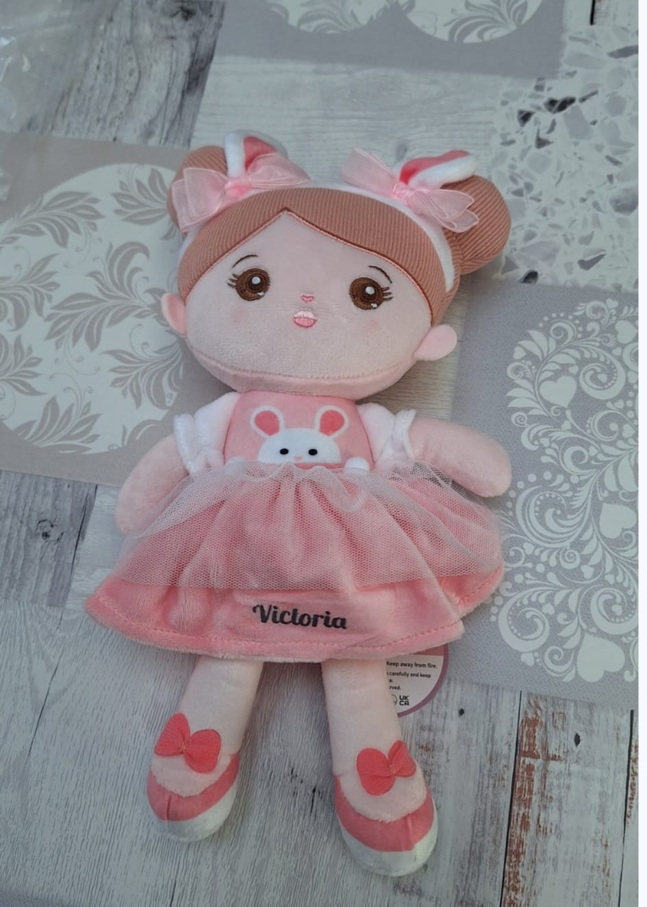 Customer photo review of Personnalisée Poupée en Peluche avec Yeux Ouverts en Costume de Lapin