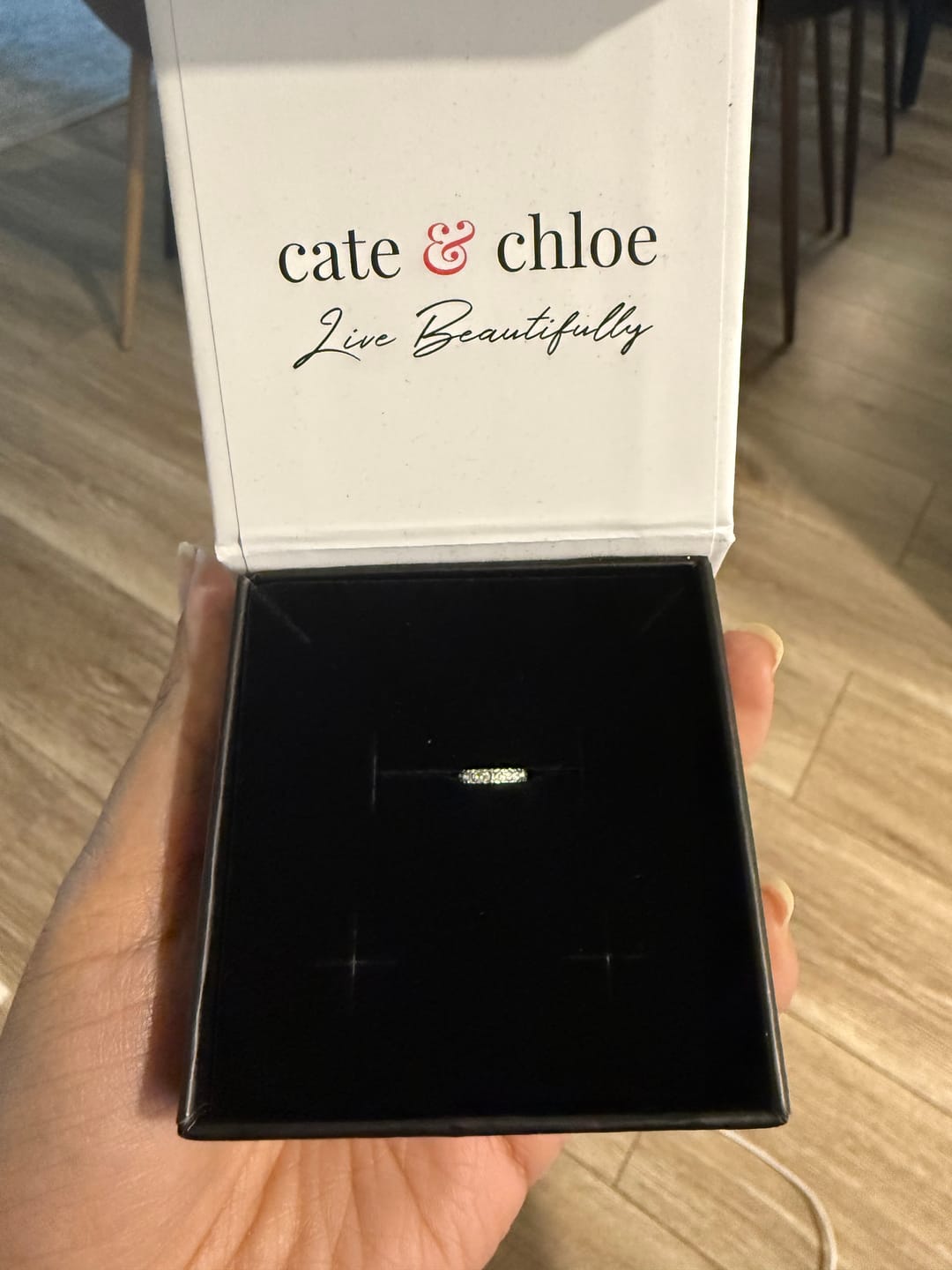 Customer photo review of Gloria 18k White Gold Plated 10mm Hoop Ear Cuff with Swarovski Crystals