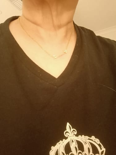 Customer photo review of Custom Sideways Initial Necklace