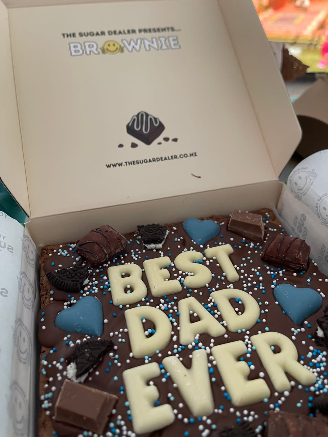 Customer photo review of Custom message heart brownie