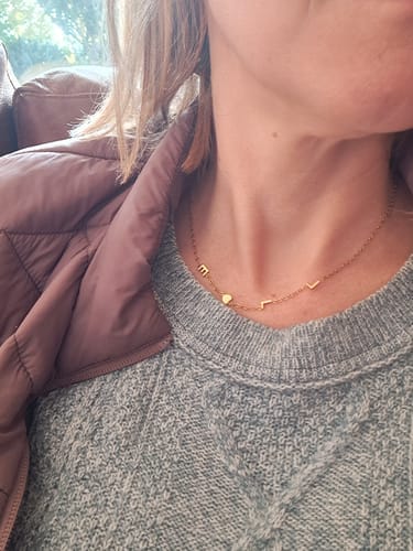 Customer photo review of Custom Sideways Initial Necklace