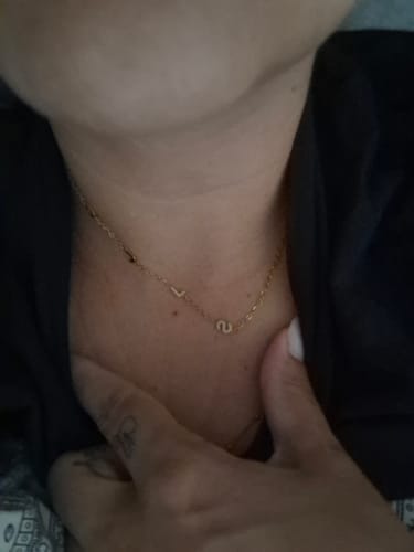 Customer photo review of Custom Sideways Initial Necklace