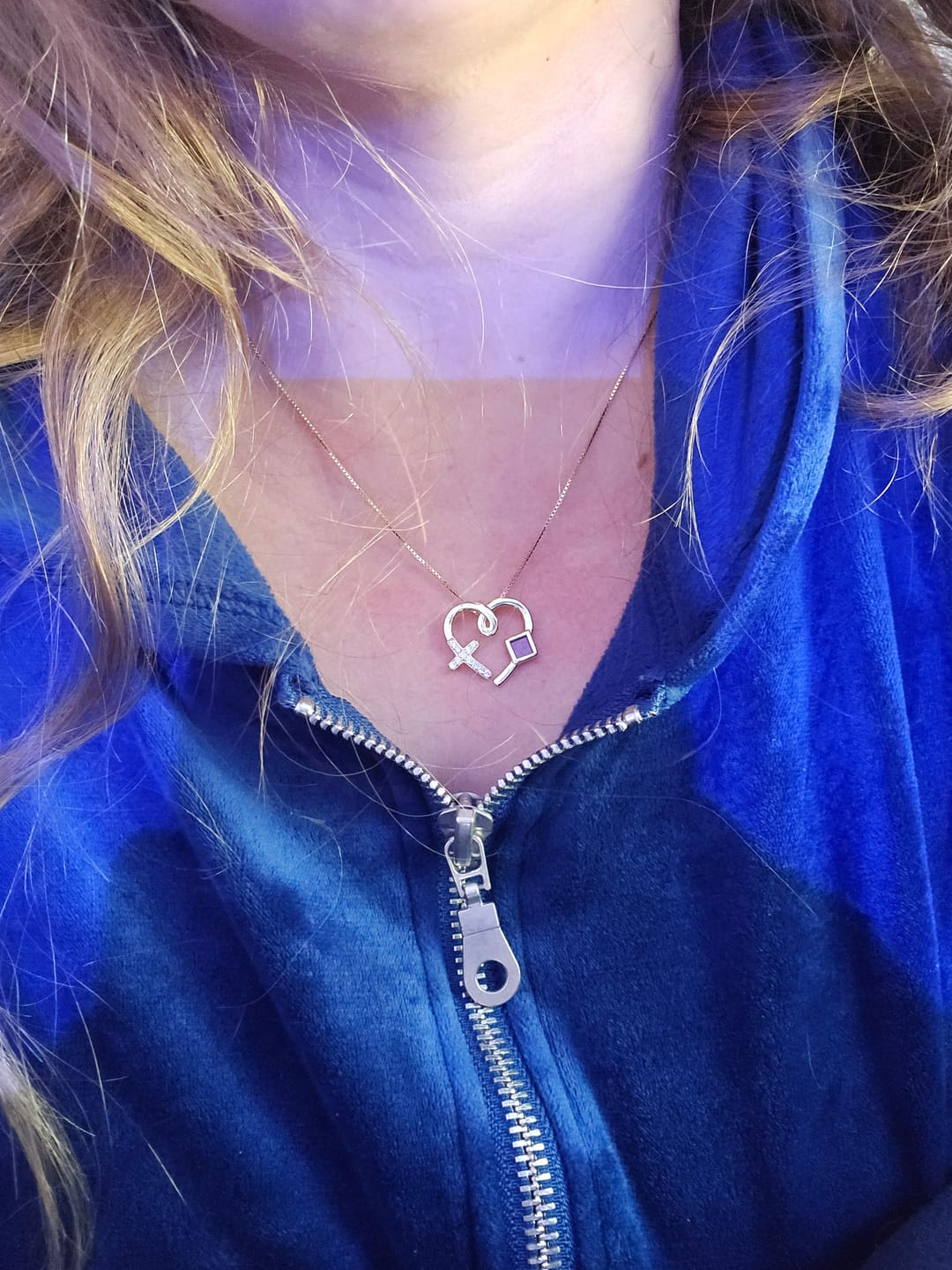 Customer photo review of Heart Cross Necklace
