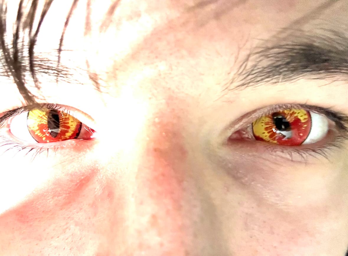Customer photo review of Halloween DragonMaid Yellow Coloured Contact Lenses