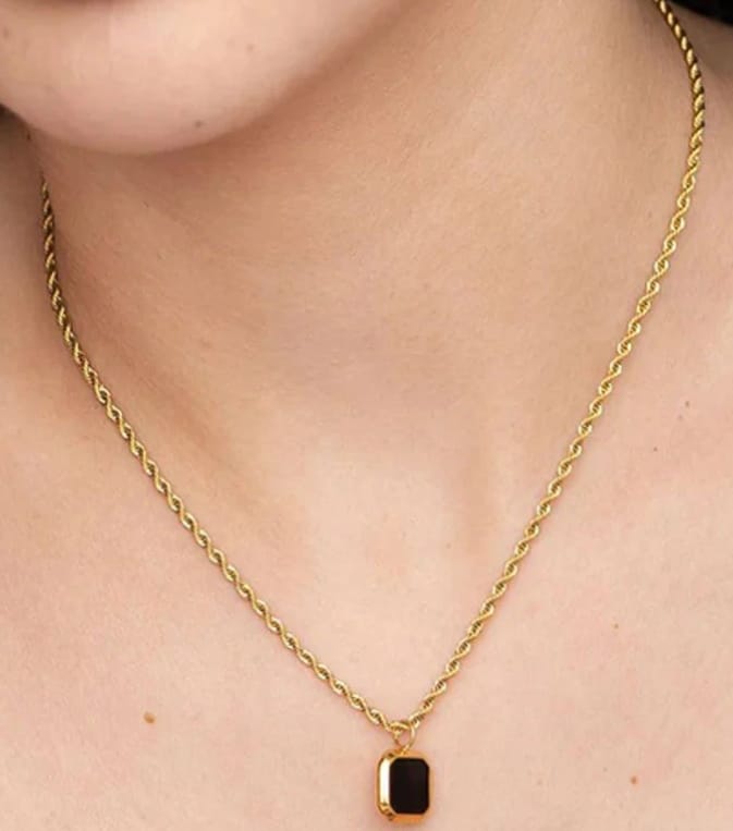 Customer photo review of Black Enamel Necklace