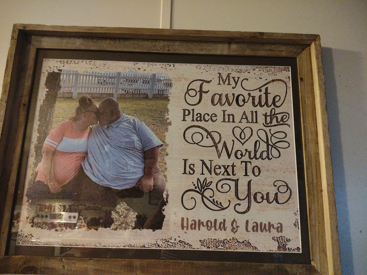 Customer photo review of Next To You Is One Of My Favorite Places To Be - Upload Image - Personalized Horizontal Poster