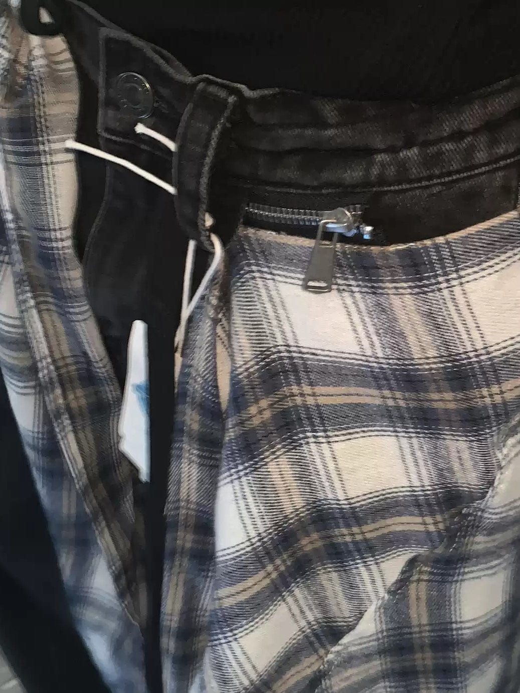 Customer photo review of Denim Faux Two-piece Plaid Detachable Scimitar Jeans - 2435