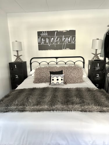 Customer photo review of shhh... No Wake Zone Rustic Sign