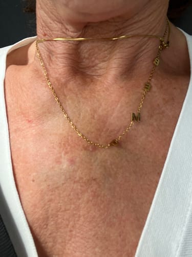 Customer photo review of Custom Sideways Initial Necklace