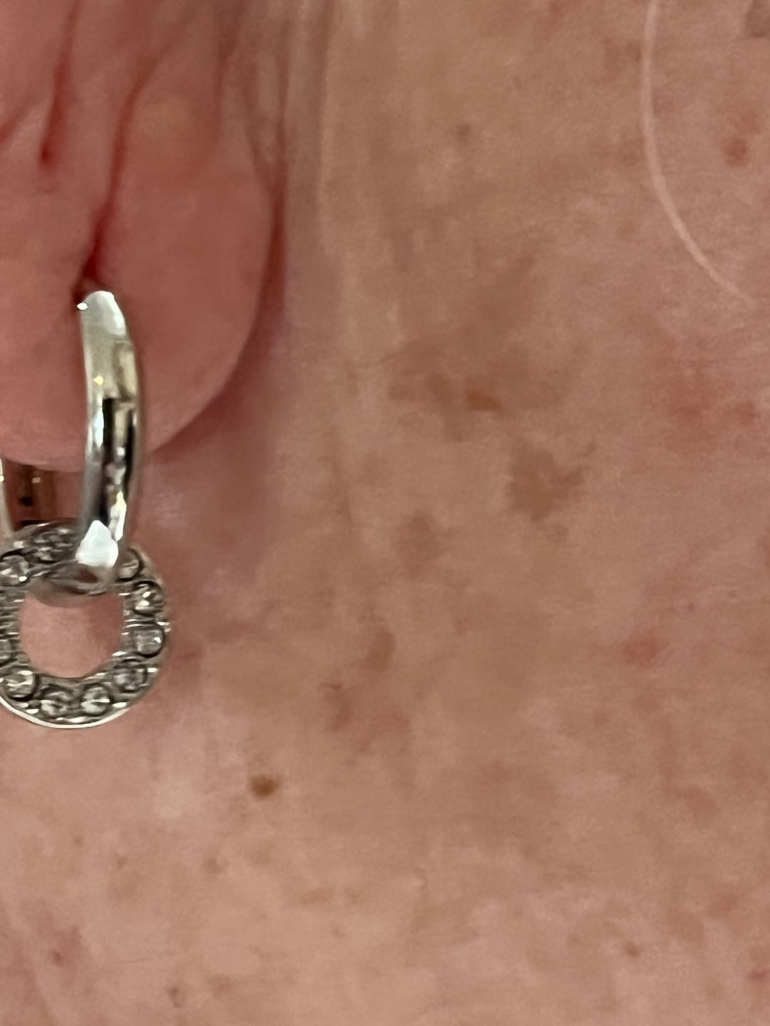 Customer photo review of Nala 18k White Gold Plated 14mm Hoop Earrings with Swarovski Crystals