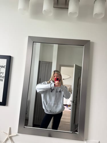 Customer photo review of air dry grey hoodie