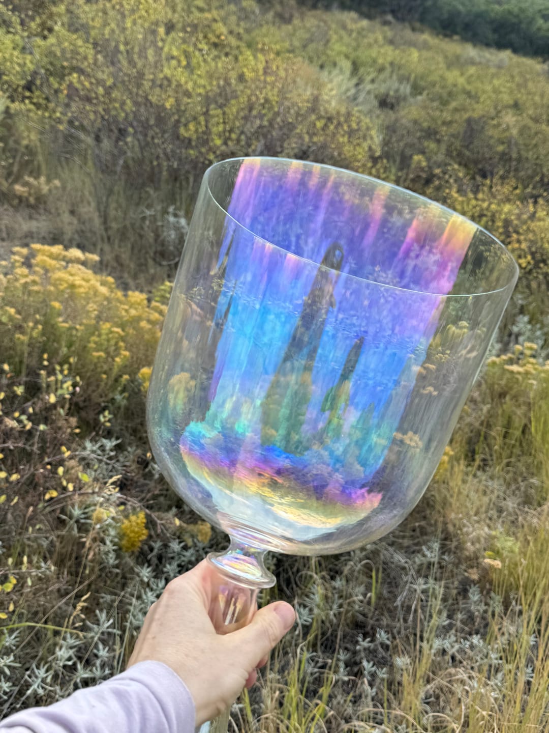 Customer photo review of Colorful Clear Crystal Singing Grail Chalice Bowl Quartz For Yoga Sound Meditation
