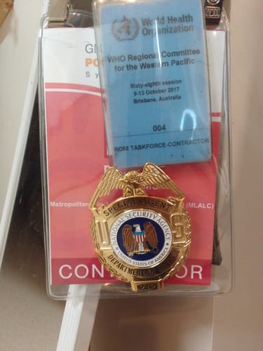 Customer photo review of US Department of Defense Special Agent Badge Solid Copper Replica Movie Props With Number 212