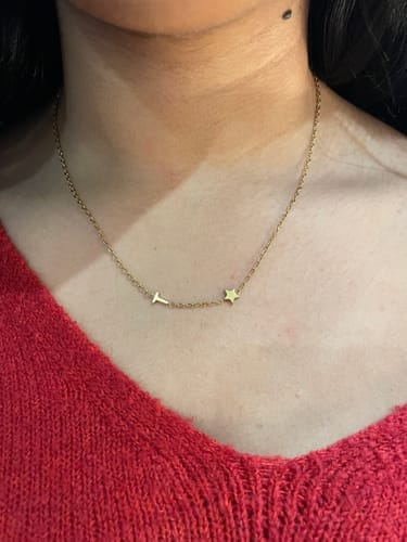 Customer photo review of Custom Sideways Initial Necklace