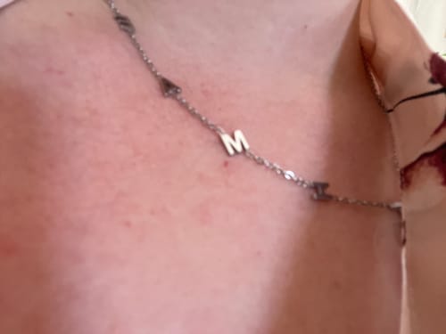 Customer photo review of Custom Sideways Initial Necklace