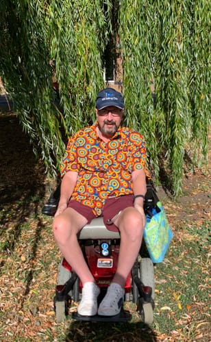 Customer photo review of Men's Orange 70s Retro Button Up Vintage Geometric Circle Shirt