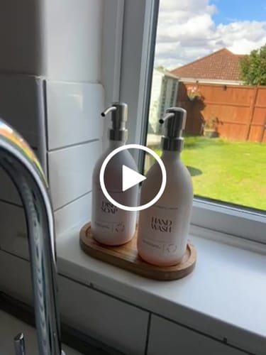 Customer video review of Set of 2 Milky White Glass Bottle 500 ML with Metal Pump & Small Tray (White Label)