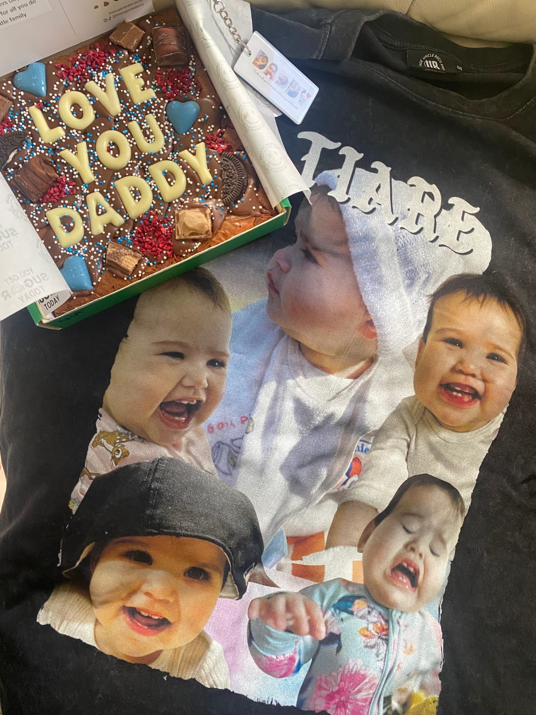 Customer photo review of Custom message fathers day brownie